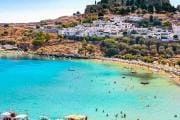 lindos beach and acropolis