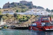 Late boat to Lindos with swim stop